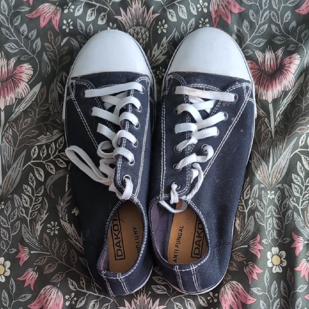 Black Canvas Sneakers with White Accents